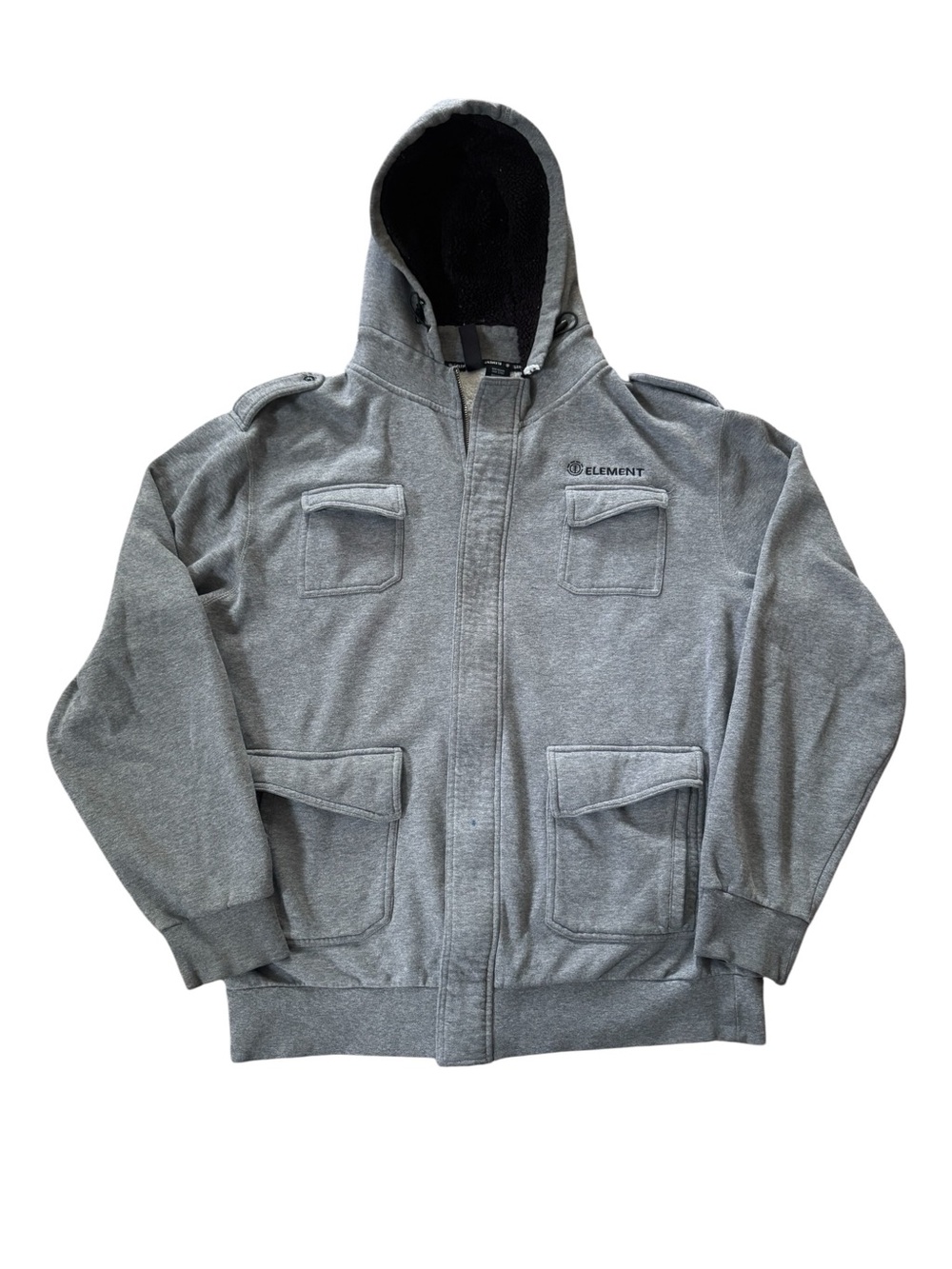 Element Sherpa Lined Zip Up Hoodie Jacket Men’s XXL Gray 4 Pocket Full Zip